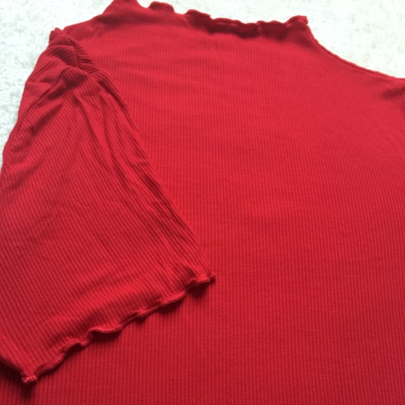 Red Mock Neck Tee - Picture 4 of 6